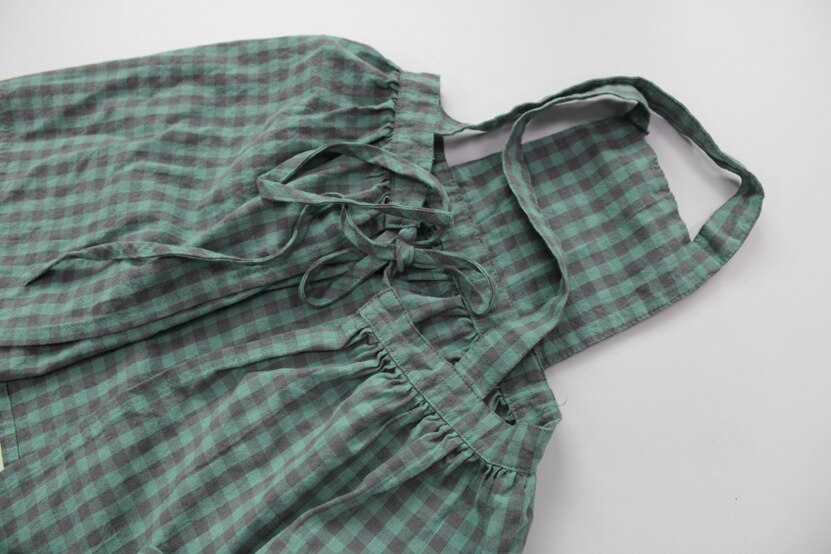 -キッズ チェック エプロン ドレス - mamahalo shop - ノースリーブワンピース -  べビー服 - 子供服 - 男の子 - 女の子