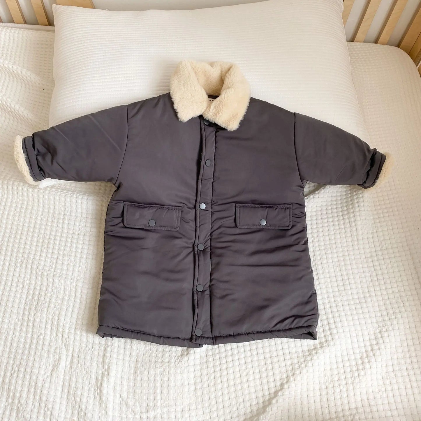 -キッズアウター フェイクラビットファーコート ロングコート 防寒アウター ユニセックス 男の子 女の子 子供服 - mamahalo shop - ロングコート -  べビー服 - 子供服 - 男の子 - 女の子