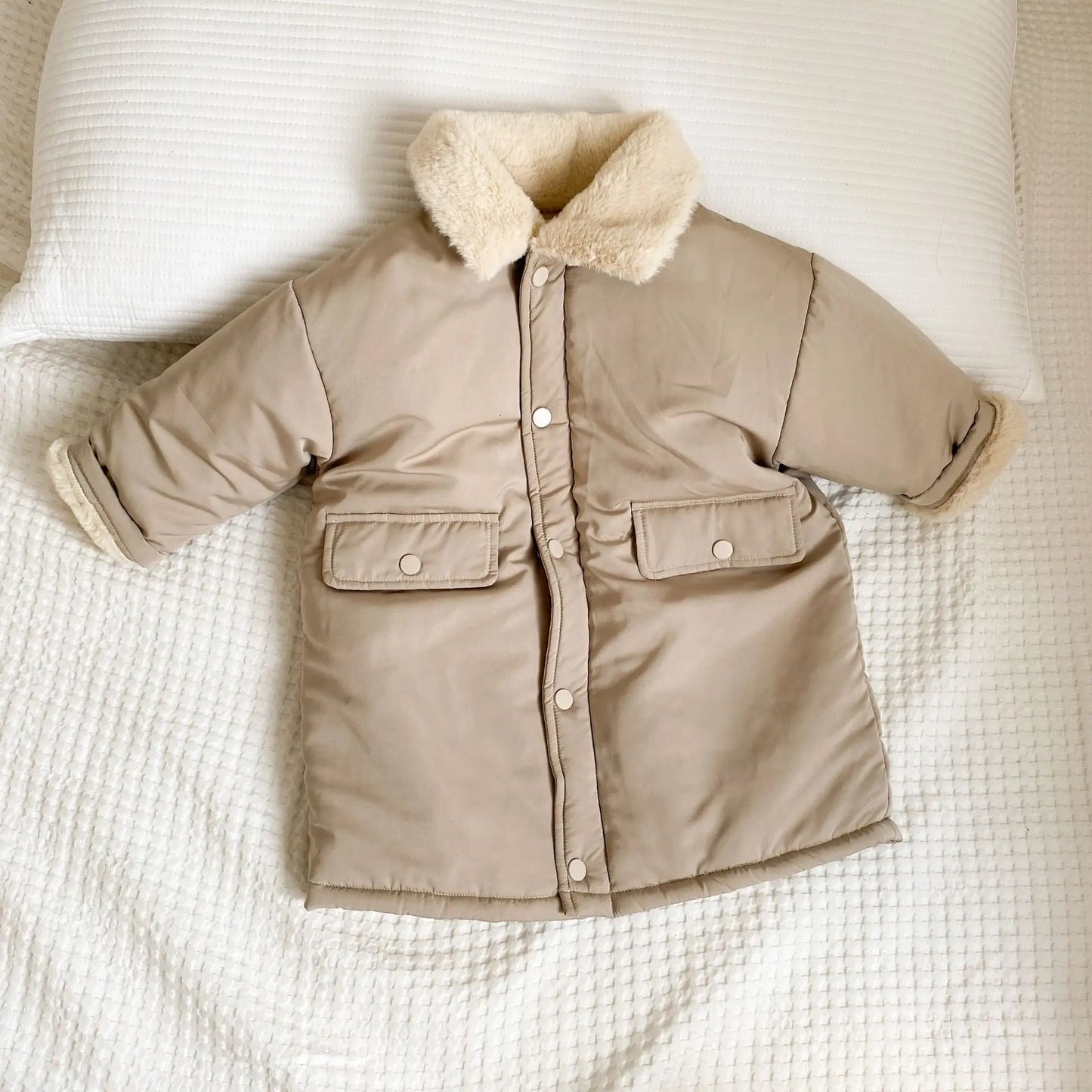 -キッズアウター フェイクラビットファーコート ロングコート 防寒アウター ユニセックス 男の子 女の子 子供服 - mamahalo shop - ロングコート -  べビー服 - 子供服 - 男の子 - 女の子