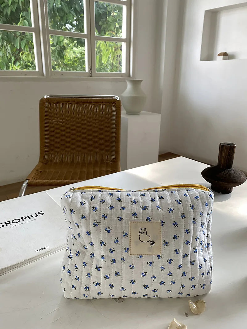 -フラワー さくらんぼ チェリー キルティング コスメ ポーチ オムツ バッグ ママ - mamahalo shop - おむつポーチ -  べビー服 - 子供服 - 男の子 - 女の子