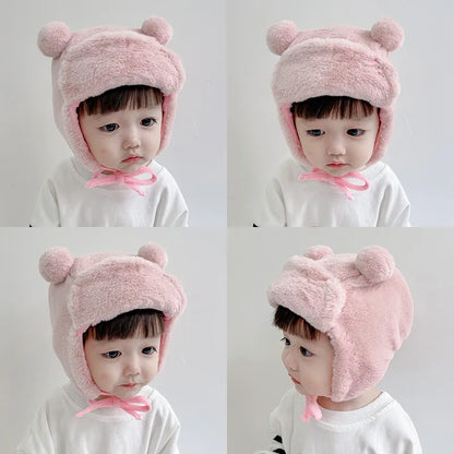 -ベビー くま耳 耳あて ボアフリース 帽子 キャップ - mamahalo shop - ベビー用帽子 -  べビー服 - 子供服 - 男の子 - 女の子