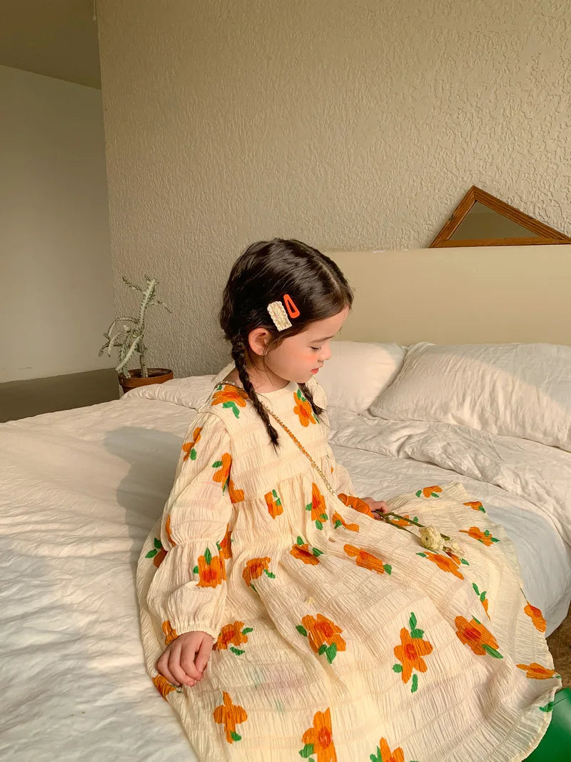 -キッズ フラワー 長袖ワンピース - mamahalo shop - 長袖ワンピース -  べビー服 - 子供服 - 男の子 - 女の子