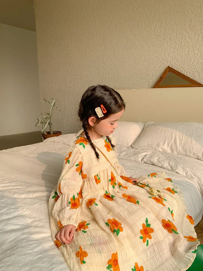 -キッズ フラワー 長袖ワンピース - mamahalo shop - 長袖ワンピース -  べビー服 - 子供服 - 男の子 - 女の子