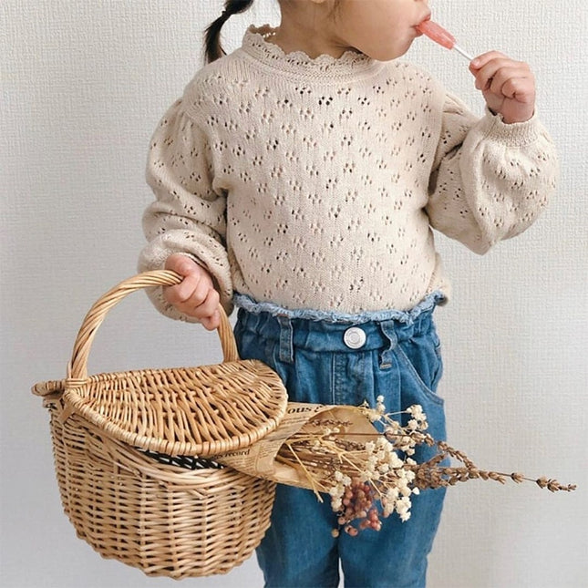 ベビー キッズ レースニット パフスリーブ トップス - mamahalo shop - ニット・セーター - ベビー服 - 子供服 - 男の子 - 女の子