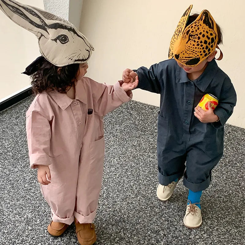 -キッズ 刺繍 長袖ジャンプスーツ つなぎ【mh0000168】 - mamahalo shop - 長袖ジャンプスーツ -  べビー服 - 子供服 - 男の子 - 女の子