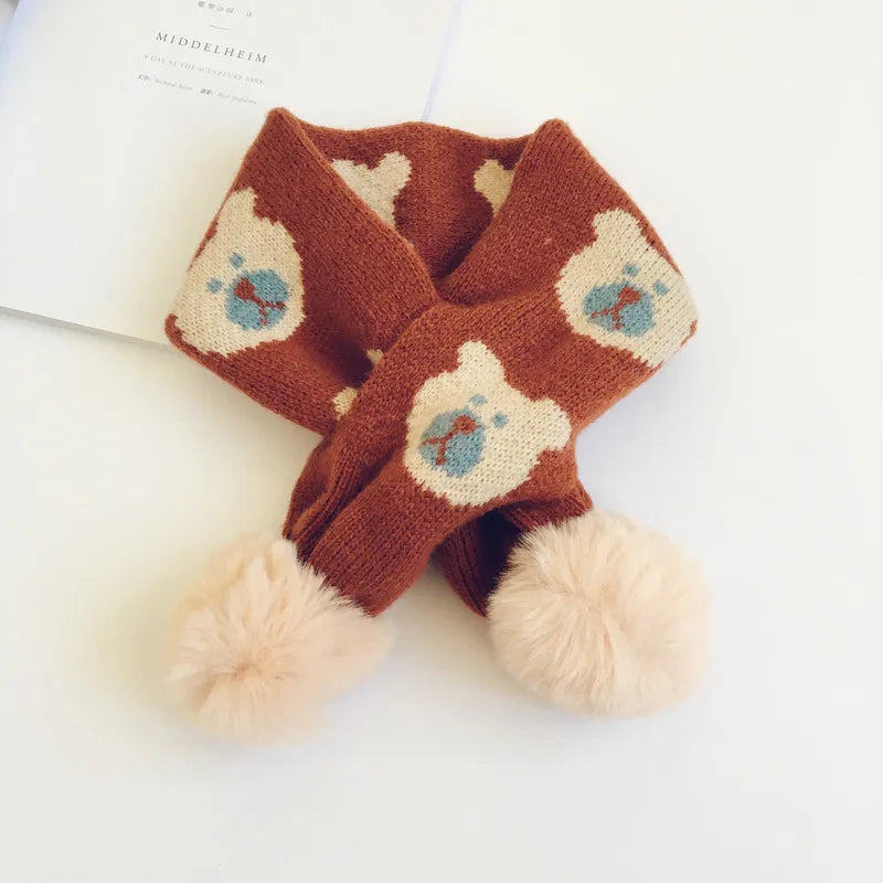 -ベビー キッズ くま ベア ぽんぽん マフラー【mh0000293】 - mamahalo shop - ネックウォーマー -  べビー服 - 子供服 - 男の子 - 女の子