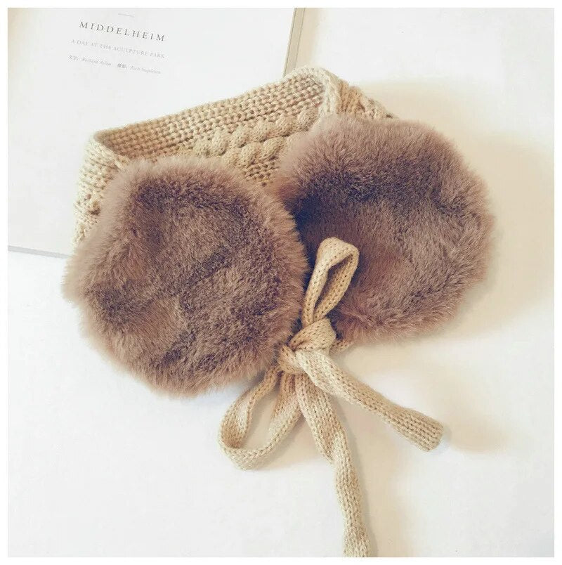 -キッズイヤーマフ ファー ニット マフラー  ガールズ 女の子 子供服【mh0003098】 - mamahalo shop - ネックウォーマー -  べビー服 - 子供服 - 男の子 - 女の子