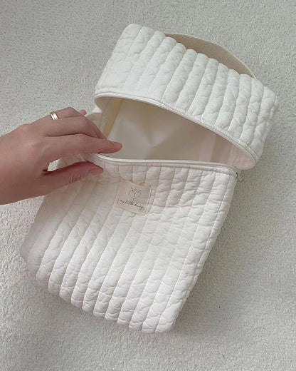 -キルティング哺乳瓶ポーチ おむつポーチ ボトルケース ベビーバッグ アクセサリーケース 無地 ベージュ【mh0005951】 - mamahalo shop - おむつポーチ -  べビー服 - 子供服 - 男の子 - 女の子