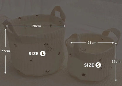 -キルティングバスケット おもちゃ おむつ 刺繍 収納ボックス ハンドル付き - mamahalo shop - おむつ収納 -  べビー服 - 子供服 - 男の子 - 女の子