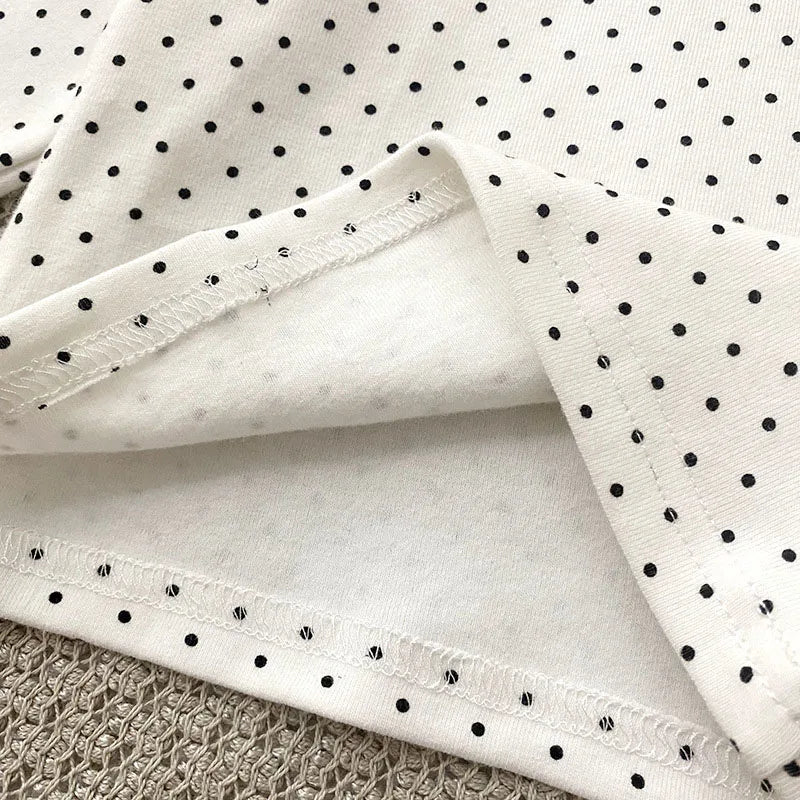 -ベビートップス 長袖丸襟ブラウス Tシャツ 水玉ドットプリント ホワイト【mh0006492】 - mamahalo shop - 長袖シャツ・ブラウス -  べビー服 - 子供服 - 男の子 - 女の子