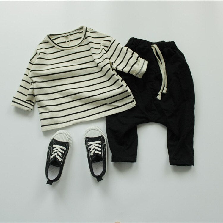 -キッズ ボーダー 長袖 Tシャツ トップス【mh0000625】 - mamahalo shop - 長袖Tシャツ -  べビー服 - 子供服 - 男の子 - 女の子