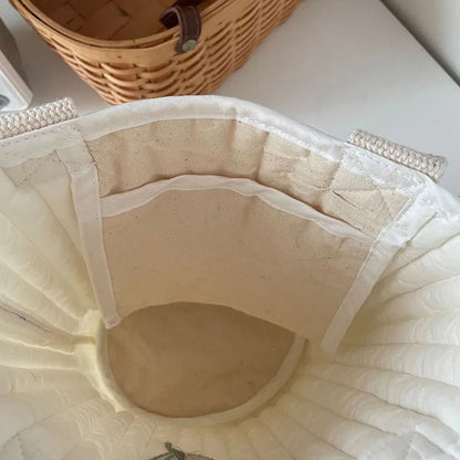 -キルティングバック 刺繍 バケツバック トートバッグ ママバッグ くま オリーブ チューリップ 鞄【mh0000164】 - mamahalo shop - マザーズバッグ -  べビー服 - 子供服 - 男の子 - 女の子