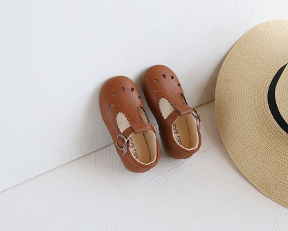 -【国内発送】ベビーシューズ ストラップ プチフォーマルシューズ 靴 赤茶 ブラウン サイズ23 - mamahalo shop - 靴 -  べビー服 - 子供服 - 男の子 - 女の子