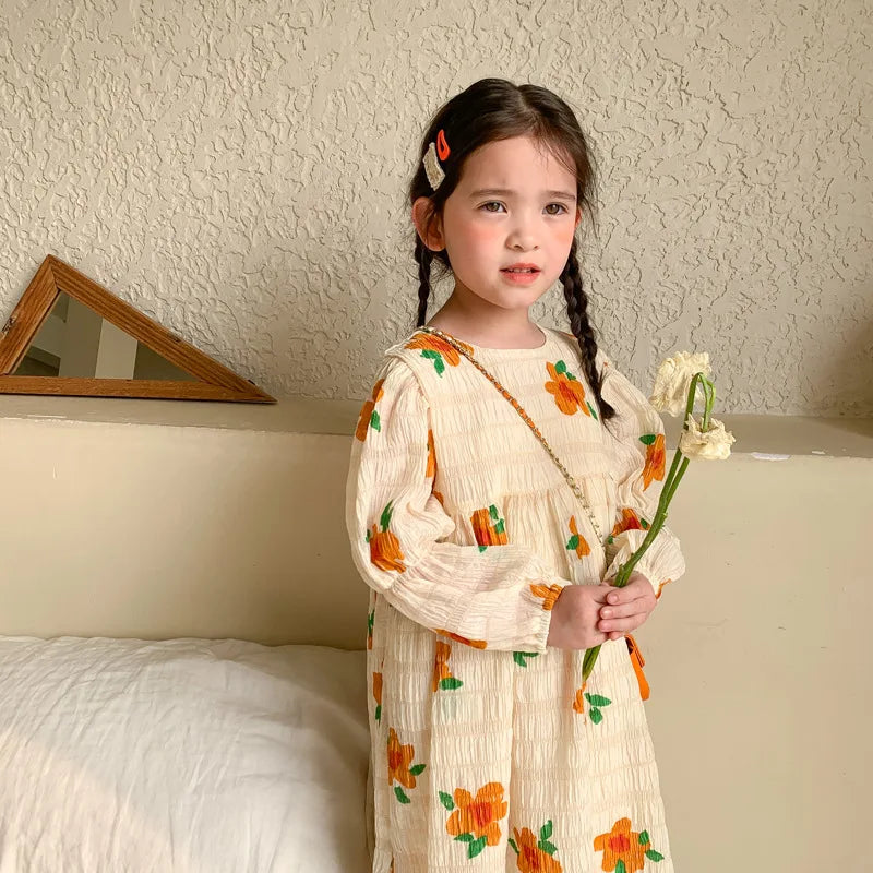 -キッズ フラワー 長袖ワンピース - mamahalo shop - 長袖ワンピース -  べビー服 - 子供服 - 男の子 - 女の子