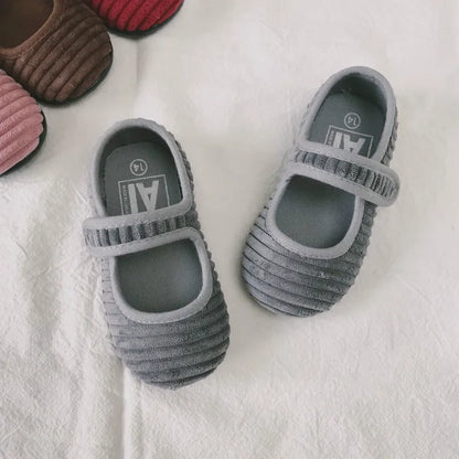 -ベビー キッズ コーデュロイ ストラップ シューズ バレエ シューズ 靴 - mamahalo shop - 靴 -  べビー服 - 子供服 - 男の子 - 女の子