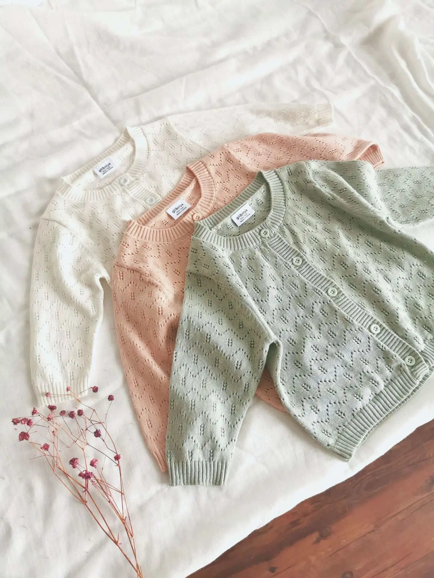 -ベビーカーディガン レースニットジャケット 3カラー - mamahalo shop - カーディガン・パーカー -  べビー服 - 子供服 - 男の子 - 女の子