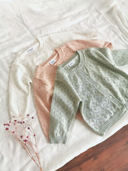 -ベビーカーディガン レースニットジャケット 3カラー - mamahalo shop - カーディガン・パーカー -  べビー服 - 子供服 - 男の子 - 女の子