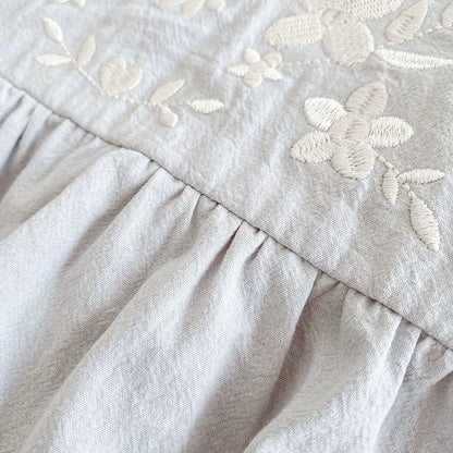 -ベビーロンパース ボンネットセット 長袖ボディスーツ フラワー花柄刺繍 帽子セット 2カラー【mh0006260】 - mamahalo shop - 長袖ロンパース -  べビー服 - 子供服 - 男の子 - 女の子