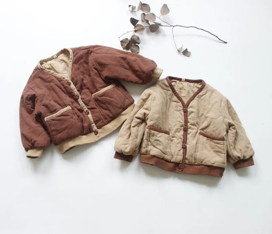 -キッズ アウター バイピングジャケット ジャケット コート コーヒー アプリコット 2カラー ユニセックス 男の子 女の子 子供服【mh0003094】 - mamahalo shop - ショートコート・ジャケット・ジャンパー -  べビー服 - 子供服 - 男の子 - 女の子
