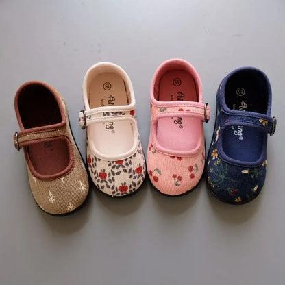 -ベビー キッズ コーデュロイ ストラップ シューズ バレー シューズ 靴 - mamahalo shop - 靴 -  べビー服 - 子供服 - 男の子 - 女の子