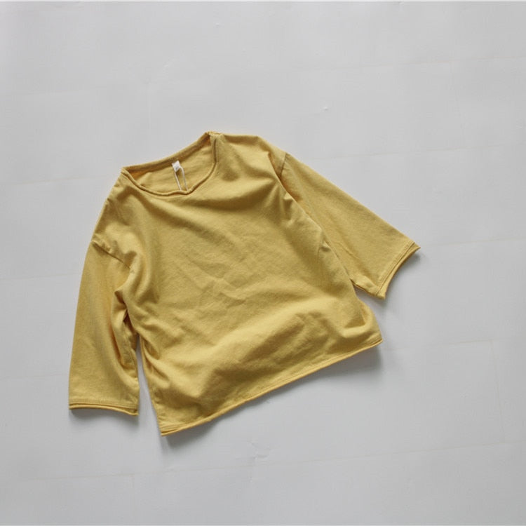 -キッズ服 長袖 Tシャツ トップス シンプル ベーシック 無地 4色 男の子 女の子 - mamahalo shop - 長袖Tシャツ -  べビー服 - 子供服 - 男の子 - 女の子