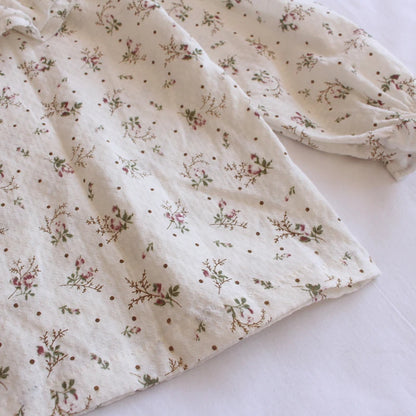 -キッズトップス 長袖ブラウス フラワー小花柄プリント ダブルフリル襟 - mamahalo shop - 長袖シャツ・ブラウス -  べビー服 - 子供服 - 男の子 - 女の子