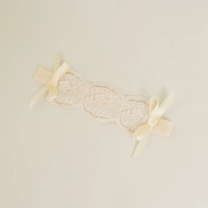 -ベビーロンパース ヘアバンドセット 長袖スカートボディスーツ レース ヘアリボン ベージュ【mh0006225】 - mamahalo shop - 長袖ロンパース -  べビー服 - 子供服 - 男の子 - 女の子