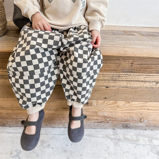 -キッズ チェッカー チェック パンツ - mamahalo shop - ロングパンツ・スウェットパンツ -  べビー服 - 子供服 - 男の子 - 女の子