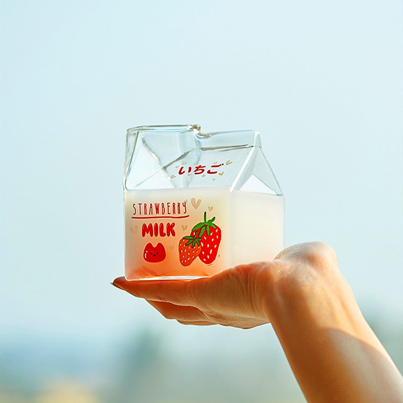 -ガラス 牛乳瓶 電子レンジ カップ 耐熱 ミルク ポット フルーツ グラス【mh0002638】 - mamahalo shop - コップ・グラス・マグ -  べビー服 - 子供服 - 男の子 - 女の子