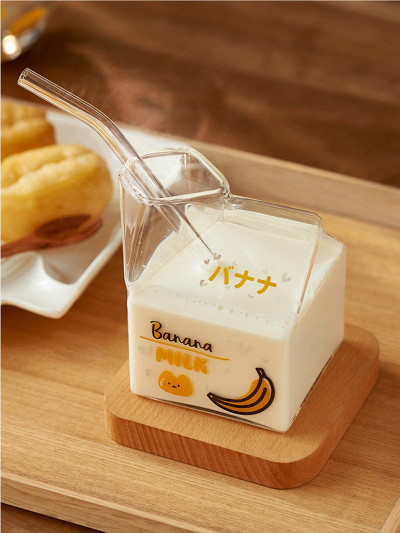 -ガラス 牛乳瓶 電子レンジ カップ 耐熱 ミルク ポット フルーツ グラス【mh0002638】 - mamahalo shop - コップ・グラス・マグ -  べビー服 - 子供服 - 男の子 - 女の子