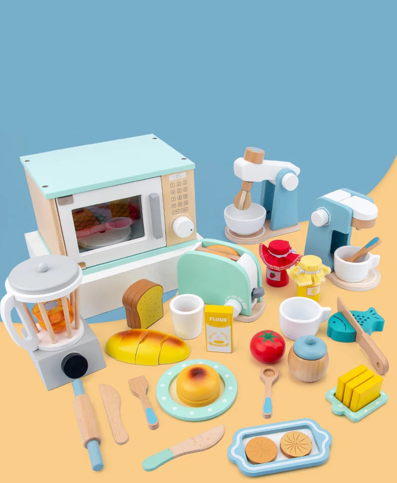 -ウッドトイ 木製 おままごと トースター ブレンダー ミキサー 電子レンジ クッキング セット キッチンツール【mh0001570】 - mamahalo shop - Toy (おもちゃ・木製玩具）etc. -  べビー服 - 子供服 - 男の子 - 女の子