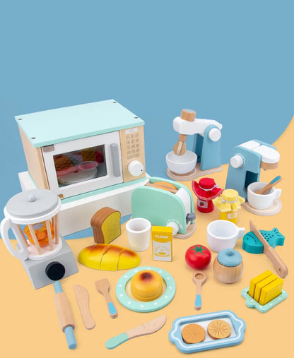 -ウッドトイ 木製 おままごと トースター ブレンダー ミキサー 電子レンジ クッキング セット キッチンツール【mh0001570】 - mamahalo shop - Toy (おもちゃ・木製玩具）etc. -  べビー服 - 子供服 - 男の子 - 女の子