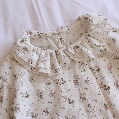 -キッズトップス 長袖ブラウス フラワー小花柄プリント ダブルフリル襟 - mamahalo shop - 長袖シャツ・ブラウス -  べビー服 - 子供服 - 男の子 - 女の子