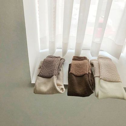 -ベビーレギンスパンツ パッチワーク 裏フリース レギンスパンツ ブラウン ユニセックス 男の子 女の子 子供服【mh0003260】 - mamahalo shop - レギンスパンツ -  べビー服 - 子供服 - 男の子 - 女の子