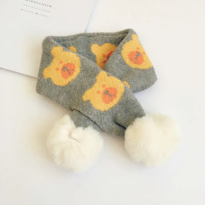 -ベビー キッズ くま ベア ぽんぽん マフラー【mh0000293】 - mamahalo shop - ネックウォーマー -  べビー服 - 子供服 - 男の子 - 女の子