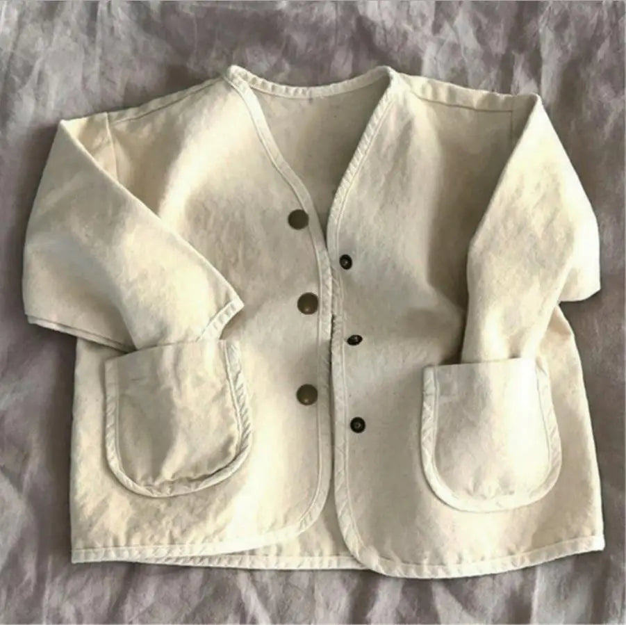 -ベビーアウター デニム ノーカラジャケット 2カラー - mamahalo shop - ショートコート・ジャケット・ジャンパー -  べビー服 - 子供服 - 男の子 - 女の子