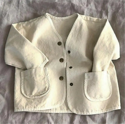 -ベビーアウター デニム ノーカラジャケット 2カラー - mamahalo shop - ショートコート・ジャケット・ジャンパー -  べビー服 - 子供服 - 男の子 - 女の子