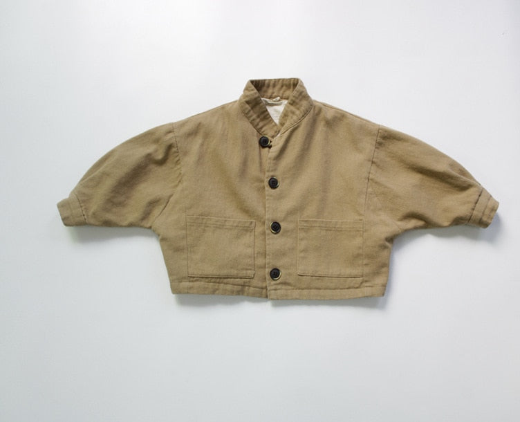 -キッズ コットンリネン ルーズ ジャケット - mamahalo shop - ショートコート・ジャケット・ジャンパー -  べビー服 - 子供服 - 男の子 - 女の子