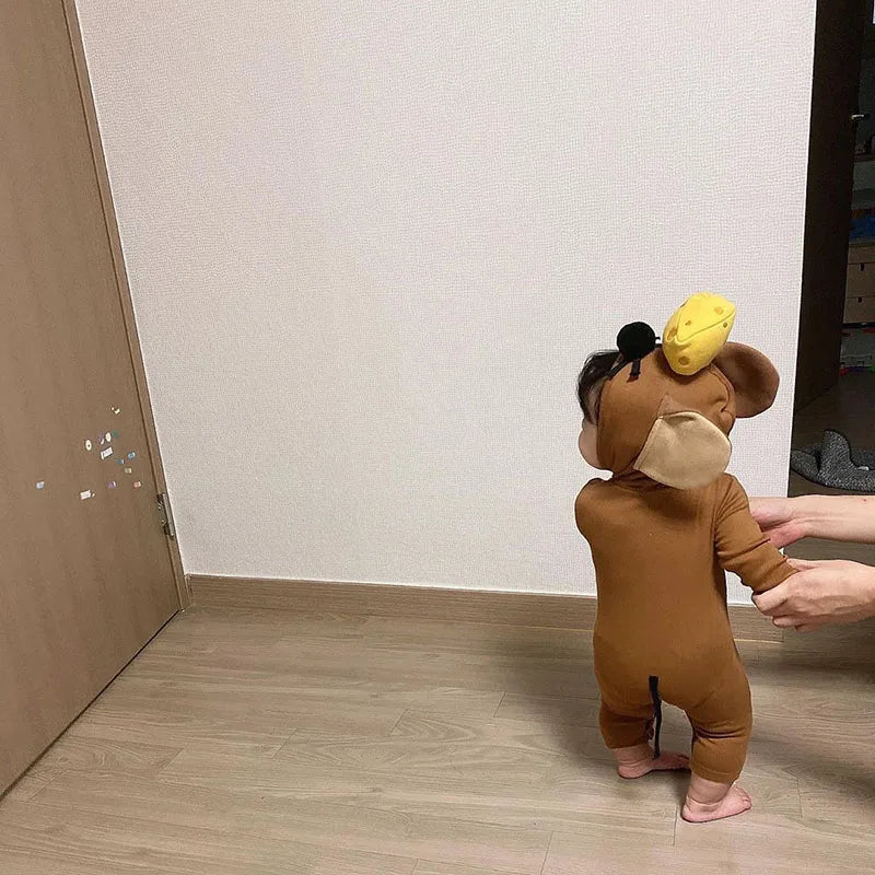 -ベビー ねずみ 耳付きフード ロンパース ハロウィーン コスチューム【mh0000102】 - mamahalo shop - 長袖ロンパース -  べビー服 - 子供服 - 男の子 - 女の子