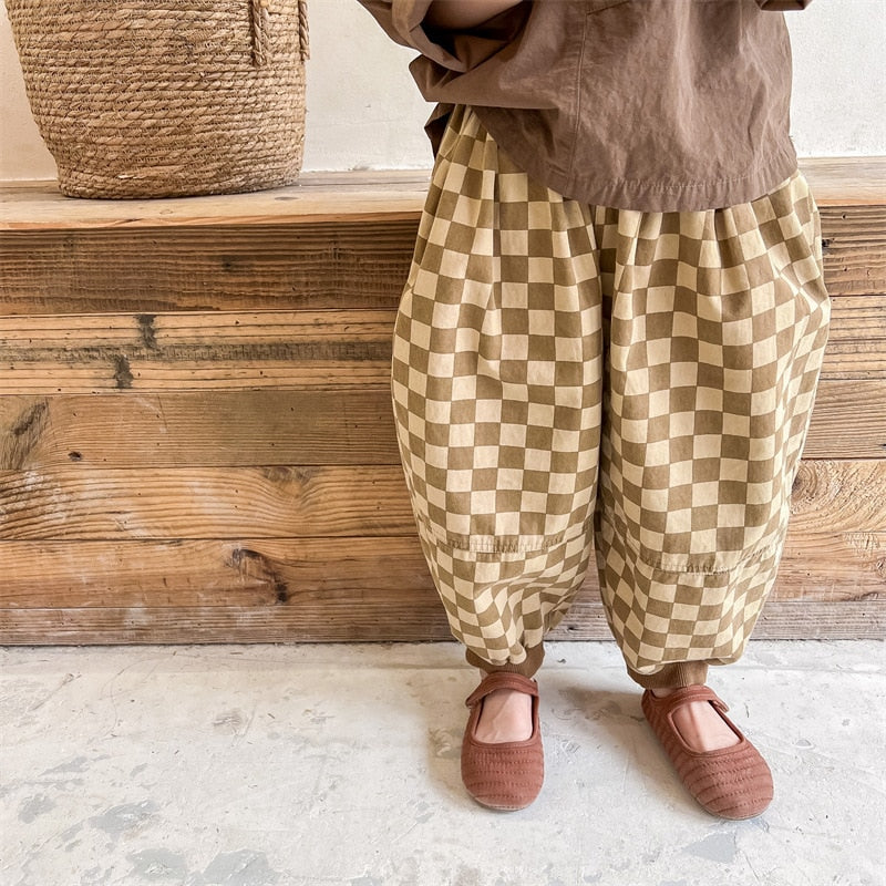 -キッズ チェッカー チェック パンツ - mamahalo shop - ロングパンツ・スウェットパンツ -  べビー服 - 子供服 - 男の子 - 女の子