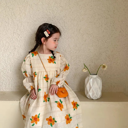 -キッズ フラワー 長袖ワンピース - mamahalo shop - 長袖ワンピース -  べビー服 - 子供服 - 男の子 - 女の子