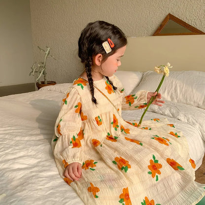 -キッズ フラワー 長袖ワンピース - mamahalo shop - 長袖ワンピース -  べビー服 - 子供服 - 男の子 - 女の子