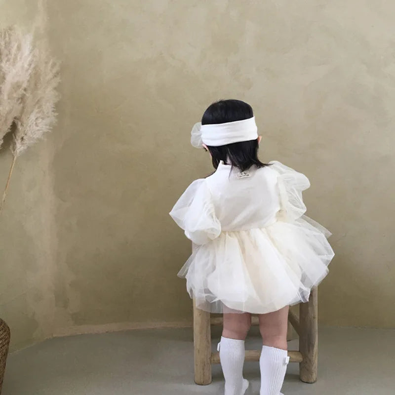 -ベビーロンパース ベビードレス チュチュチュールドッキング 長袖ボディスーツ 2カラー - mamahalo shop - 長袖ロンパース -  べビー服 - 子供服 - 男の子 - 女の子