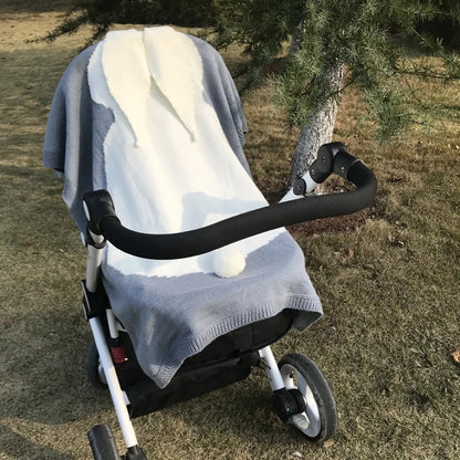 -ベビーブランケット うさ耳付きブランケット 毛布 おくるみ - mamahalo shop - ベビーブランケット・タオル -  べビー服 - 子供服 - 男の子 - 女の子