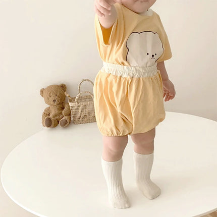 ☺︎ ベビー くま セットアップ Tシャツ + ショートパンツ - mamahalo shop - 半袖セットアップ -  べビー服 - 子供服 - 男の子 - 女の子