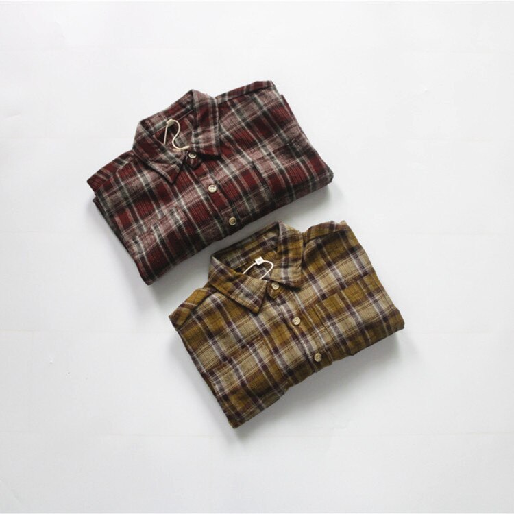 -キッズ服 長袖 シャツ チェック シンプル ベーシック 黄色 赤 2色 男の子 - mamahalo shop - 長袖シャツ・ブラウス -  べビー服 - 子供服 - 男の子 - 女の子