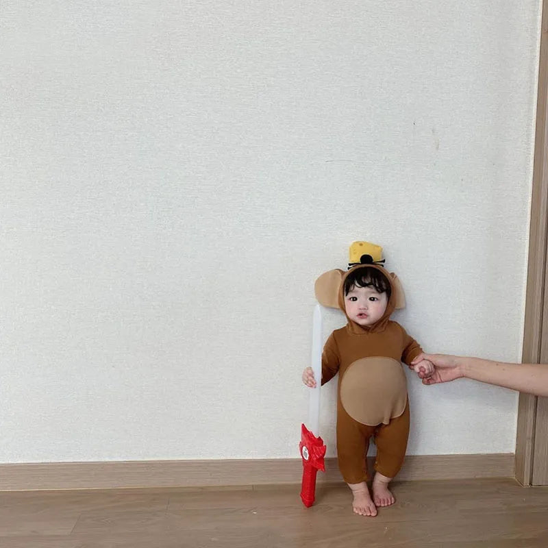 -ベビー ねずみ 耳付きフード ロンパース ハロウィーン コスチューム【mh0000102】 - mamahalo shop - 長袖ロンパース -  べビー服 - 子供服 - 男の子 - 女の子