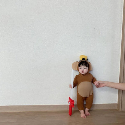 -ベビー ねずみ 耳付きフード ロンパース ハロウィーン コスチューム【mh0000102】 - mamahalo shop - 長袖ロンパース -  べビー服 - 子供服 - 男の子 - 女の子
