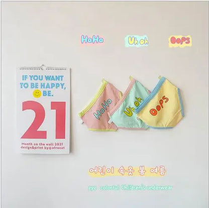 -キッズ下着3枚セット ガールズパンツ アンダーウェア レターロゴ ボクサー/ブリーフ - mamahalo shop - 幼児用下着 -  べビー服 - 子供服 - 男の子 - 女の子