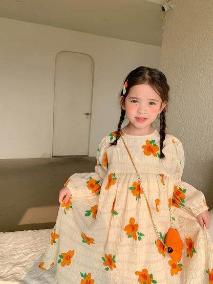 -キッズ フラワー 長袖ワンピース - mamahalo shop - 長袖ワンピース -  べビー服 - 子供服 - 男の子 - 女の子